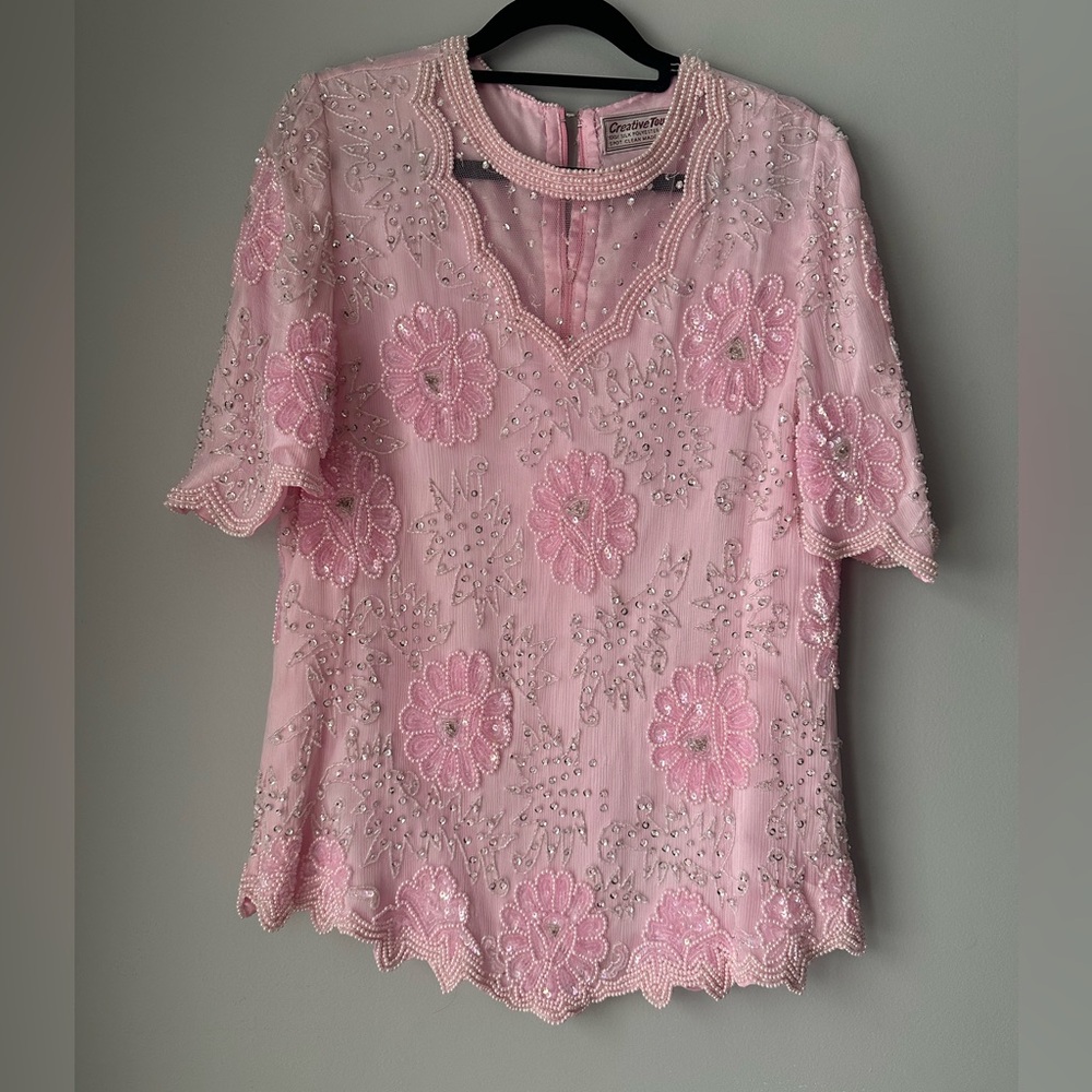 Creative touch Pink Embellished Women's‎ Top vintage